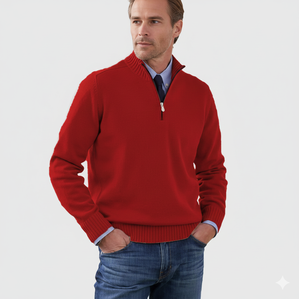 Brad Men's Quarter-Zip Sweater – Soft Breathable Knit with Zipped Collar and Regular Fit