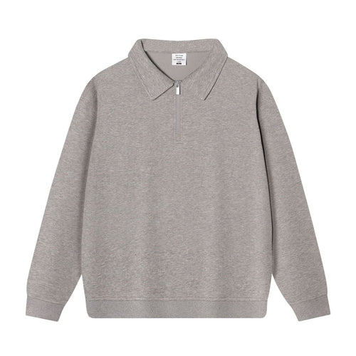 Men's Quarter Zip Sweatshirt – Thick Cotton Blend with Polo Collar