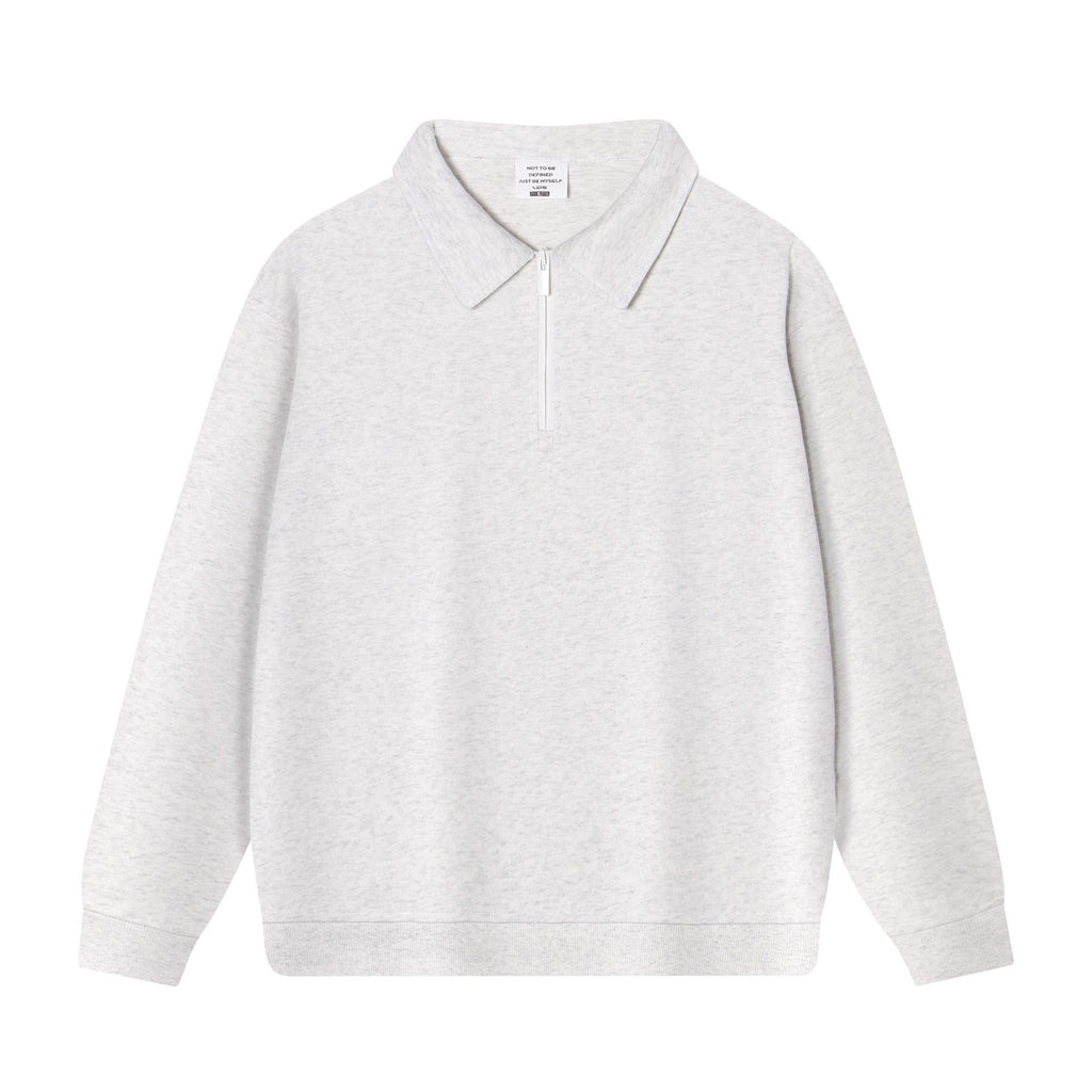 Men's Quarter Zip Sweatshirt – Thick Cotton Blend with Polo Collar