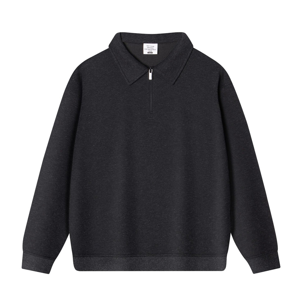 Men's Quarter Zip Sweatshirt – Thick Cotton Blend with Polo Collar