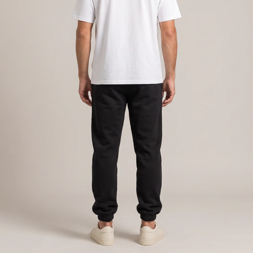Back view of the joggers in black