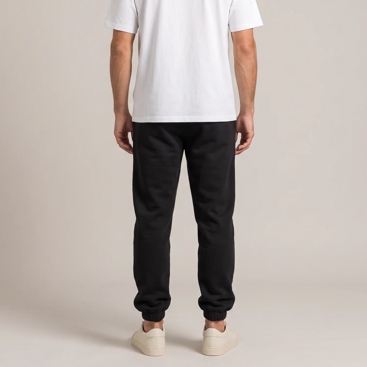 Back view of the joggers in black