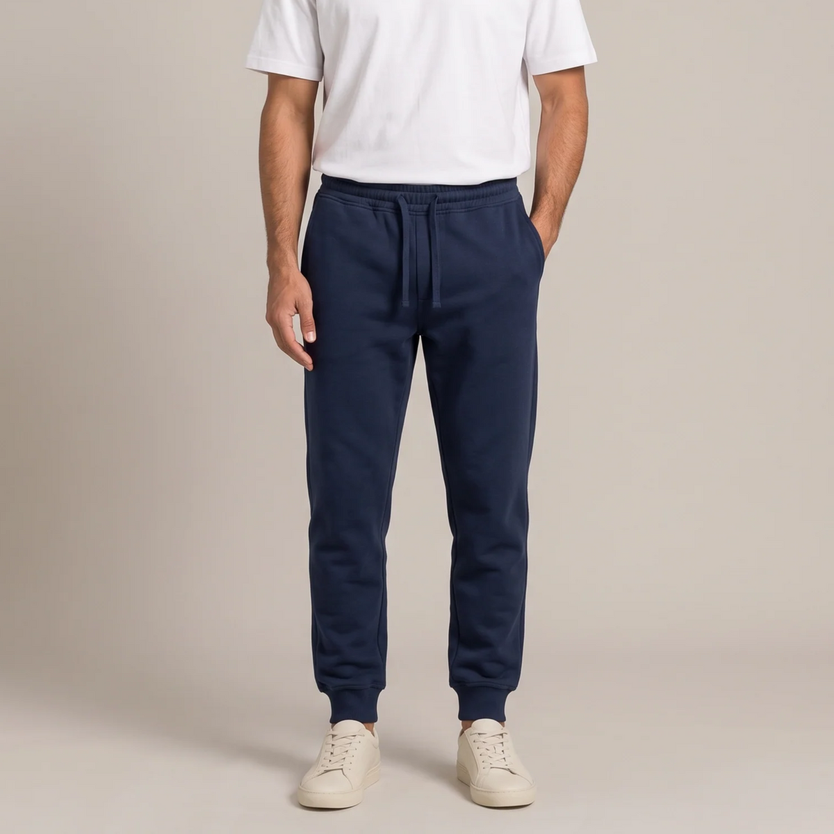 Men's brushed cotton joggers in navy