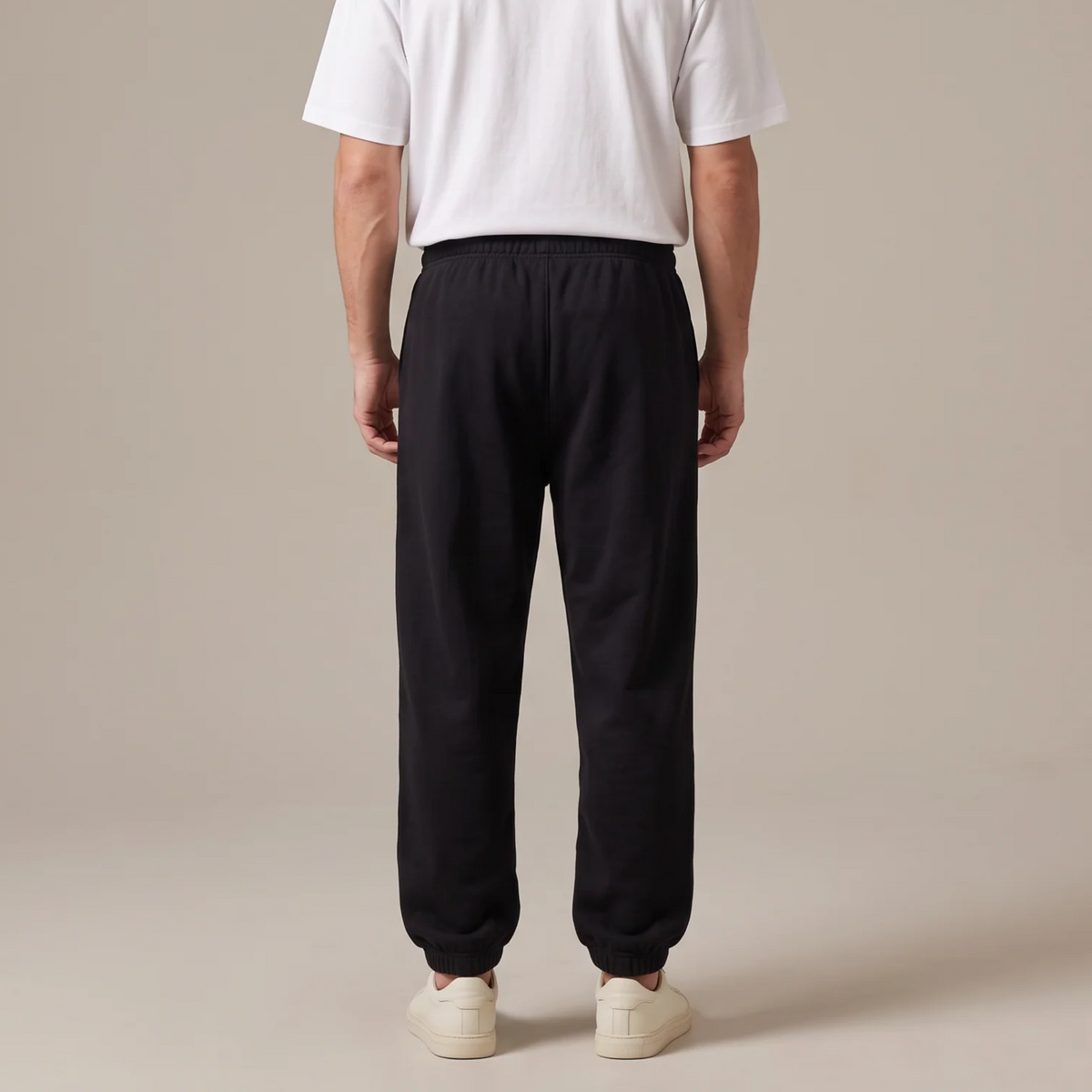 Back view of the cuffed joggers in black