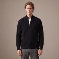 Men's full-zip wool cardigan in black