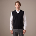 Men's merino wool V-neck knitted vest in black