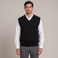 Men's relaxed V-neck knitted vest in black