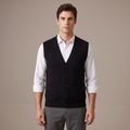 Men's warm knitted sleeveless vest in black