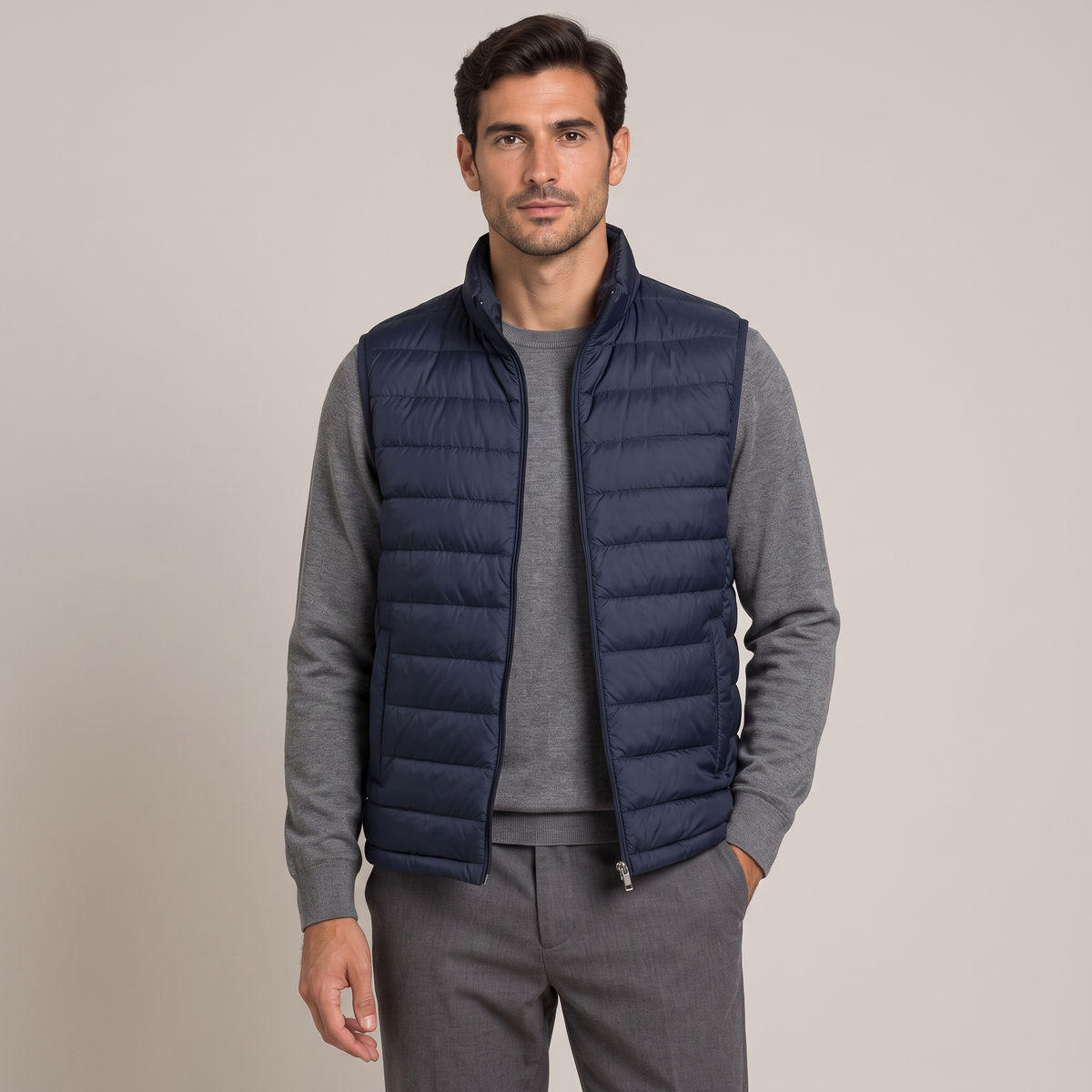 Men's slim layering down gilet in navy