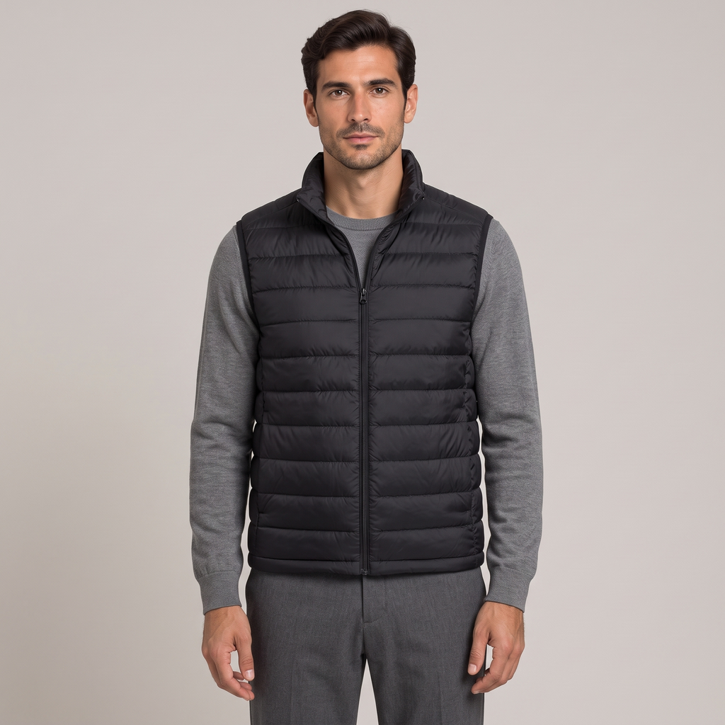 Men's slim layering down gilet in black