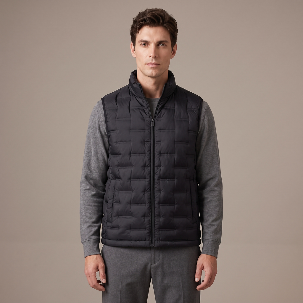Men's reversible down gilet in black