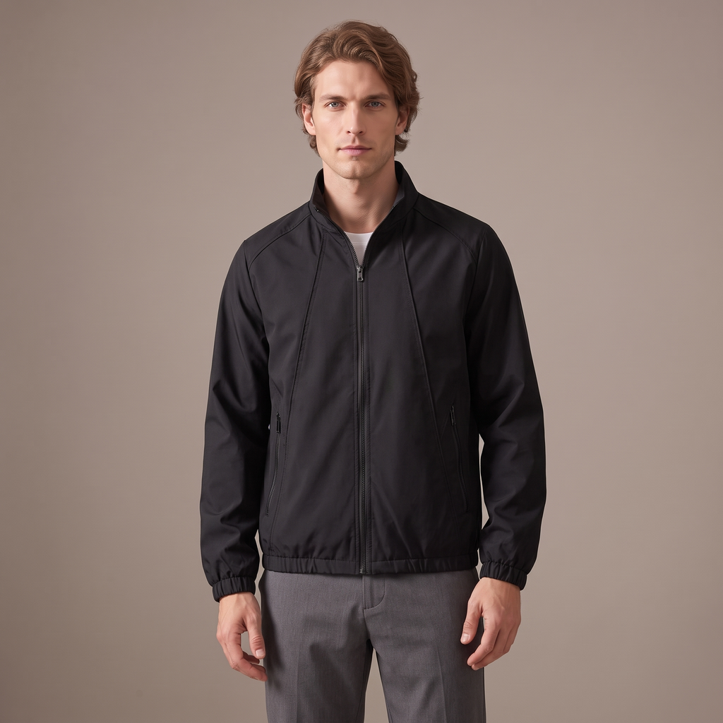 Men's lightweight windbreaker jacket in black