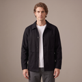 Men's cotton lapel collar jacket in black