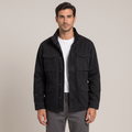 Men's washed multi-pocket workwear jacket in black