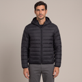 Men's lightweight hooded down jacket in black