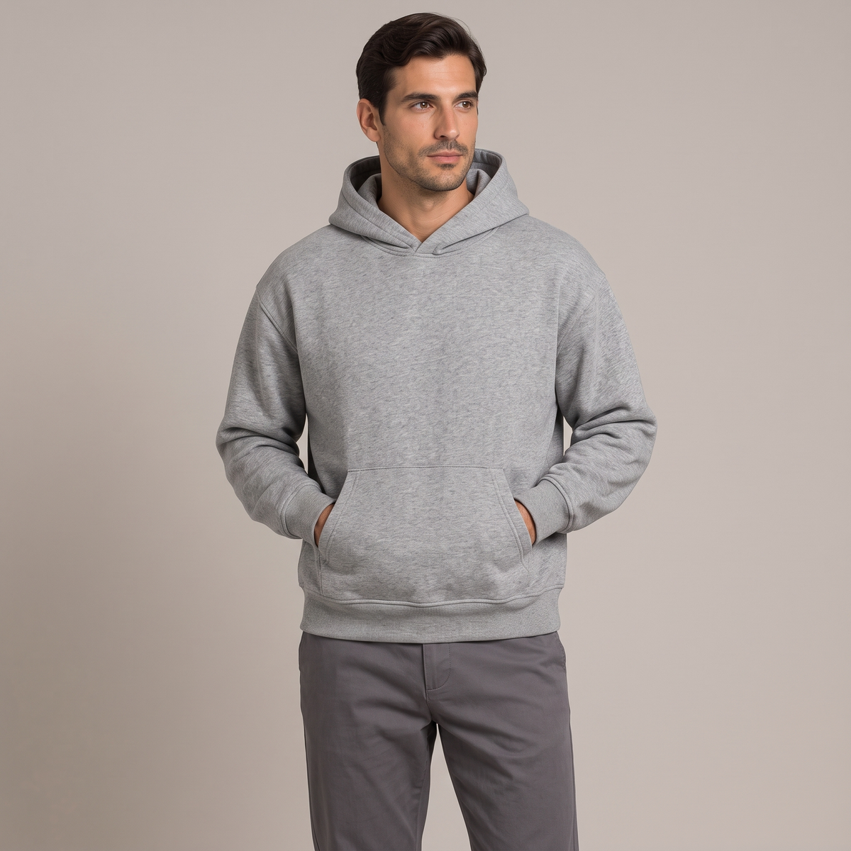Men's boxy fit heavy hoodie in grey