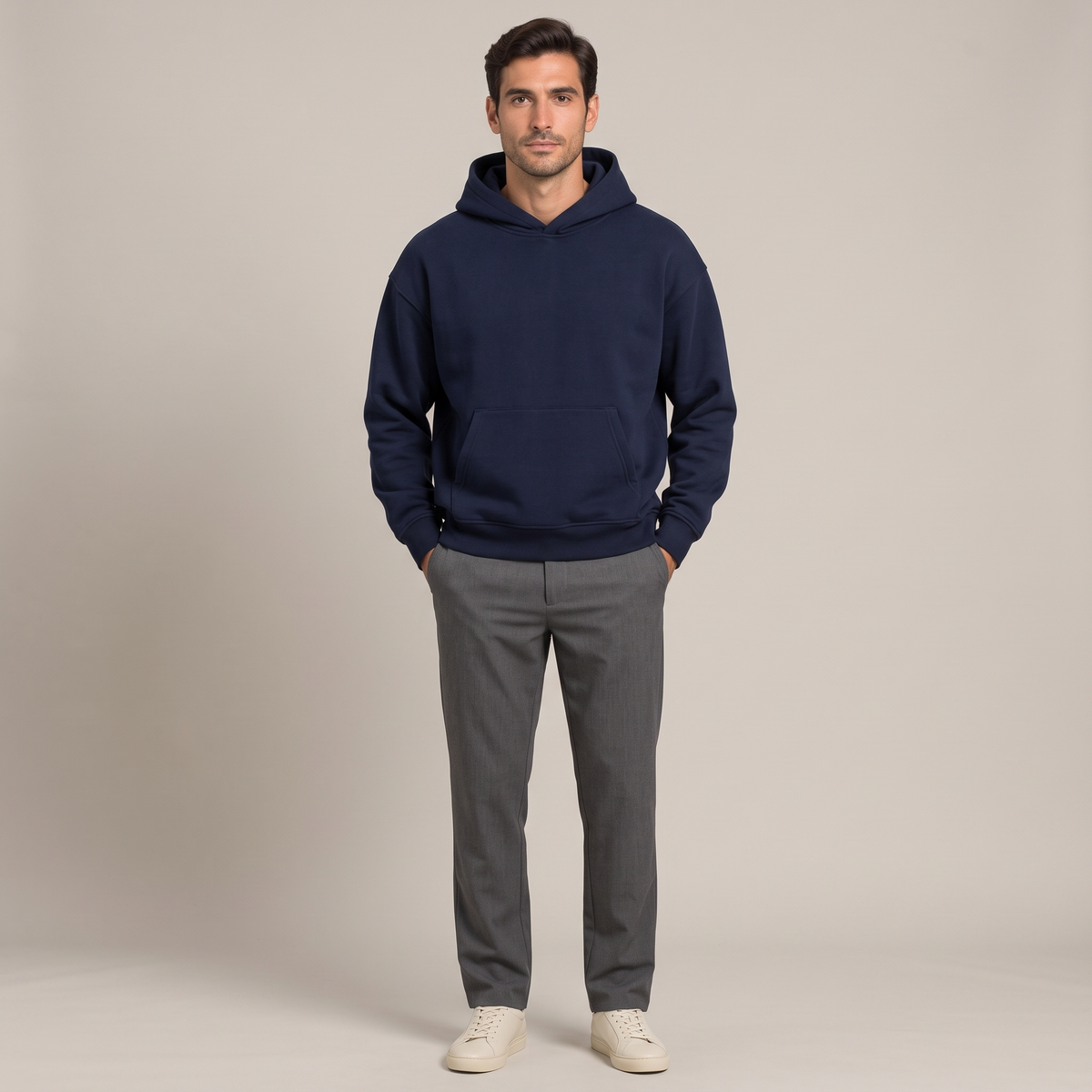 Men's boxy fit heavy hoodie in navy