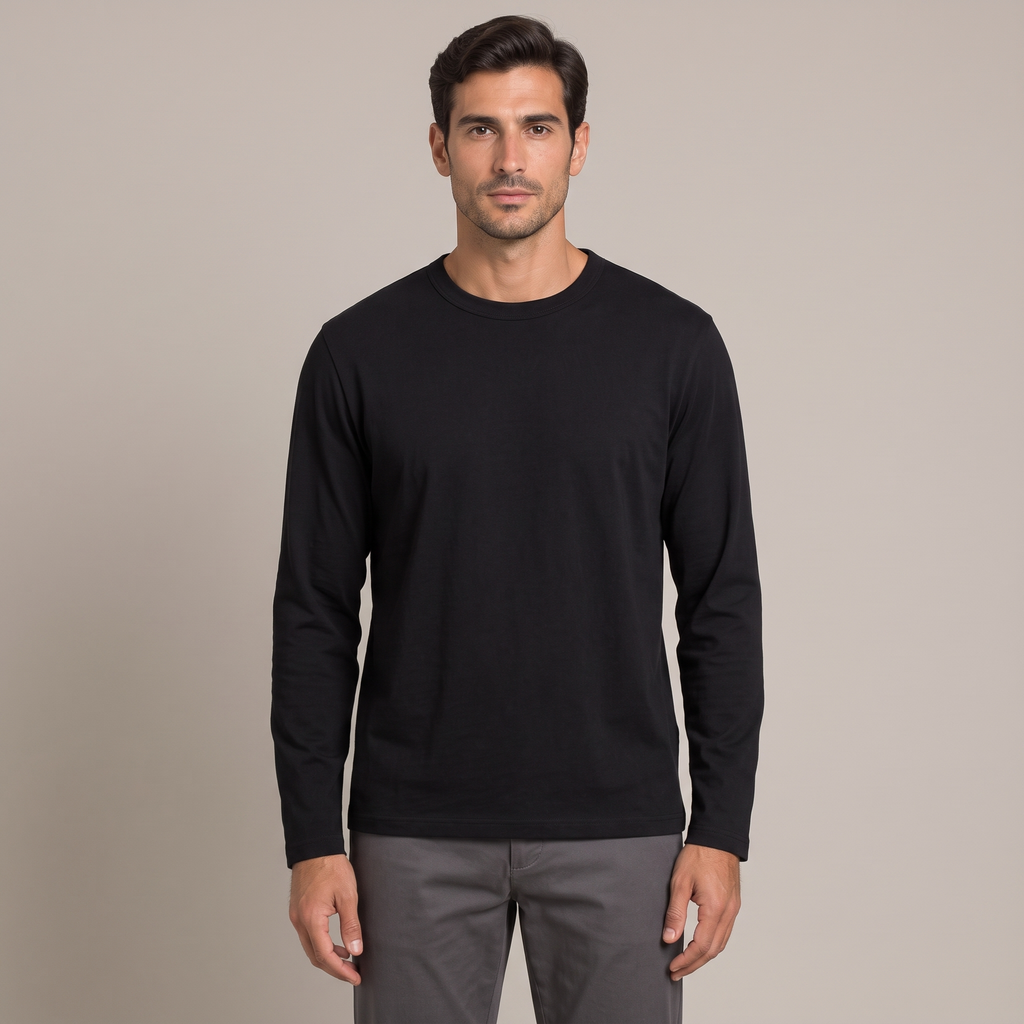 Men's long-staple cotton long sleeve t-shirt in black