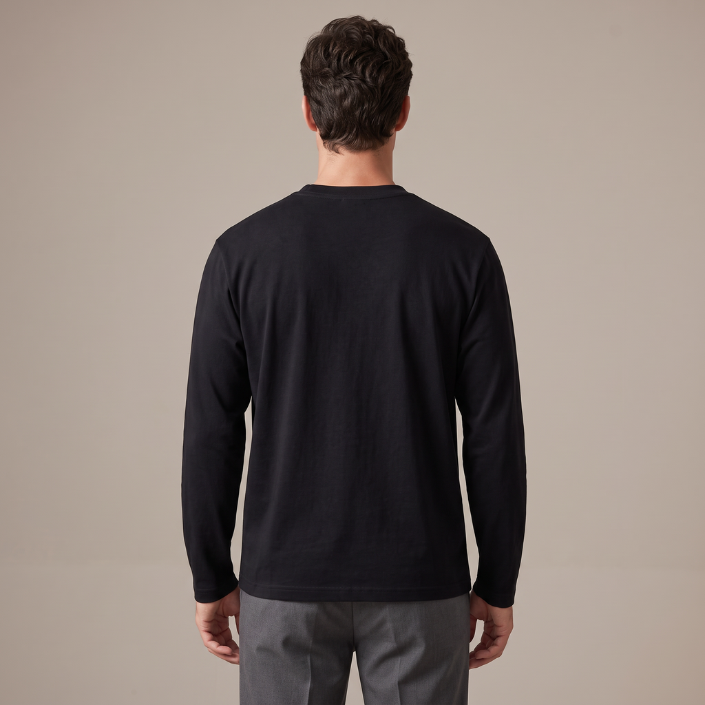 Back view of the long sleeve t-shirt in black