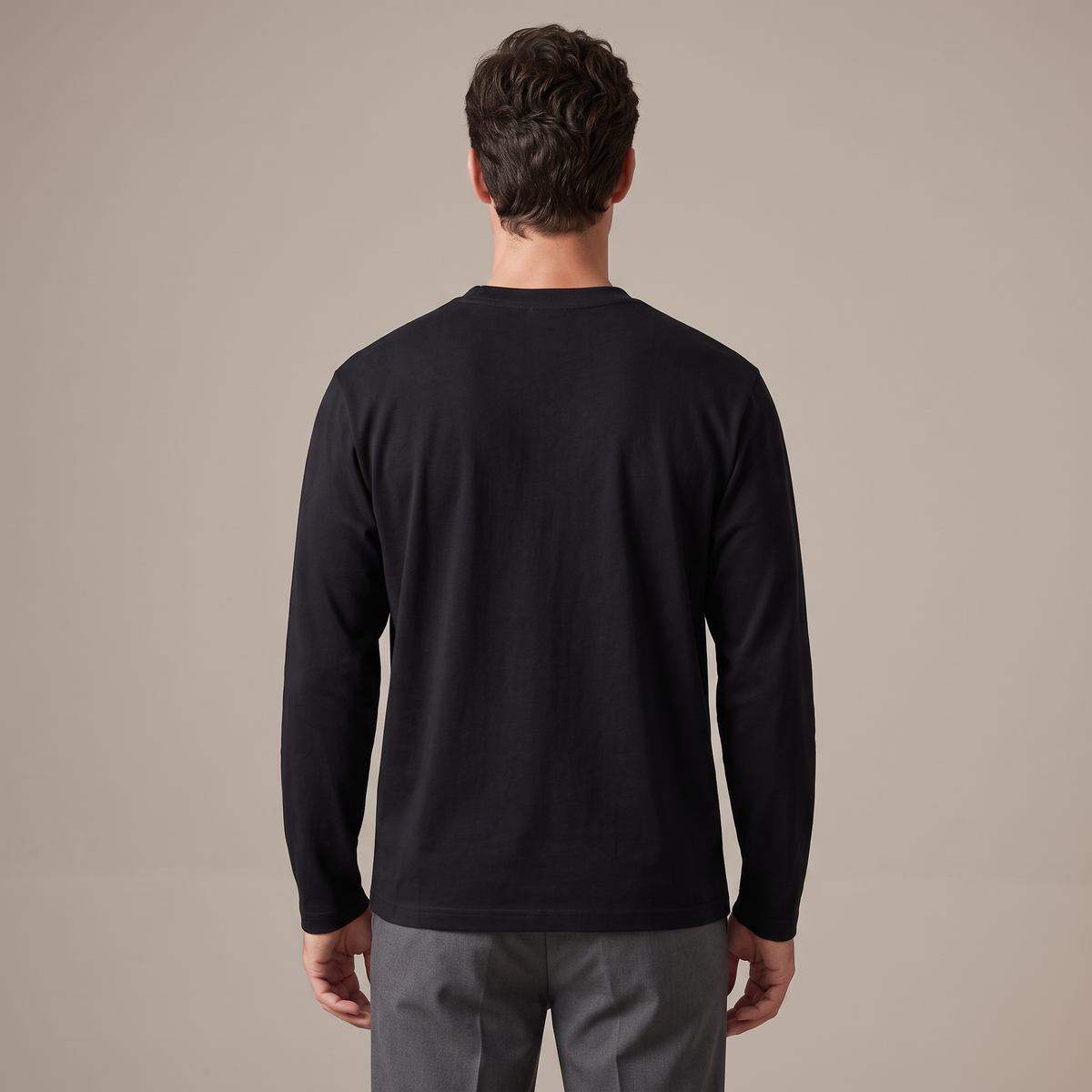 Back view of the long sleeve t-shirt in black