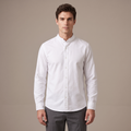 Men's stand collar oxford shirt in white
