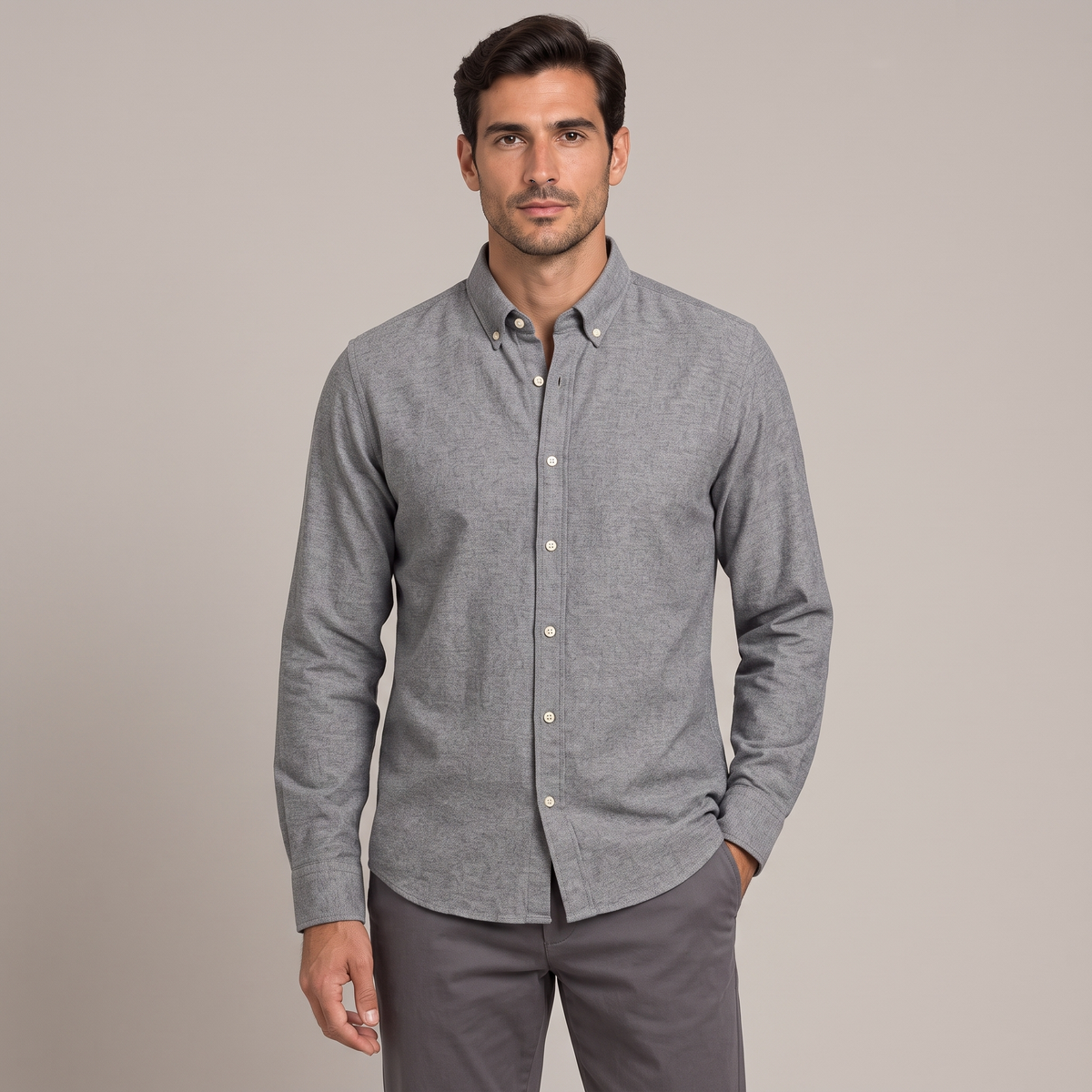 Men's European cut oxford shirt in grey