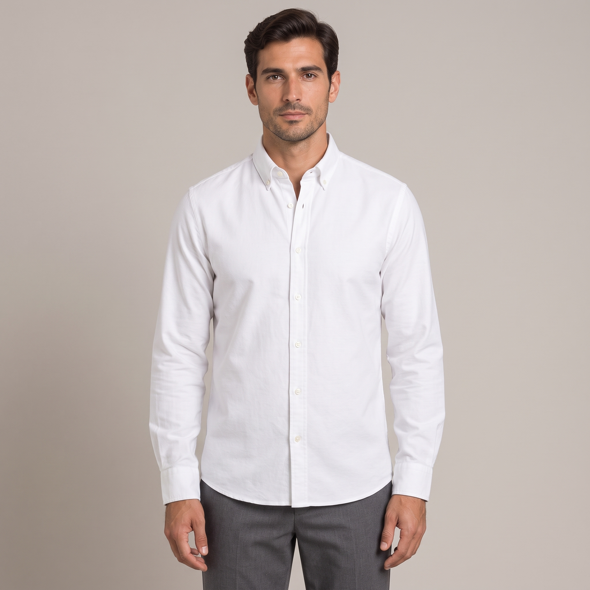 Men's European cut oxford shirt in white