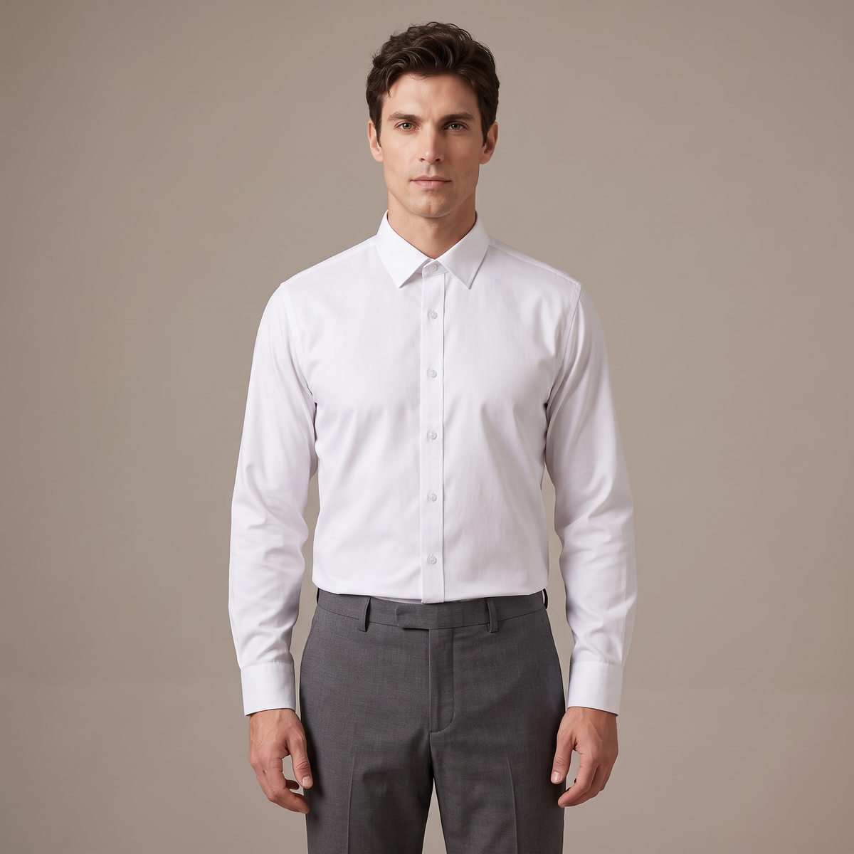 Men's non-iron business shirt in white