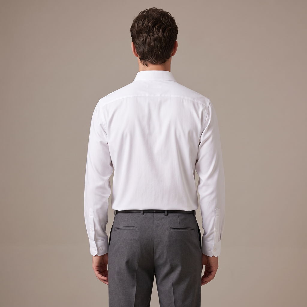 Back view of the business shirt in white