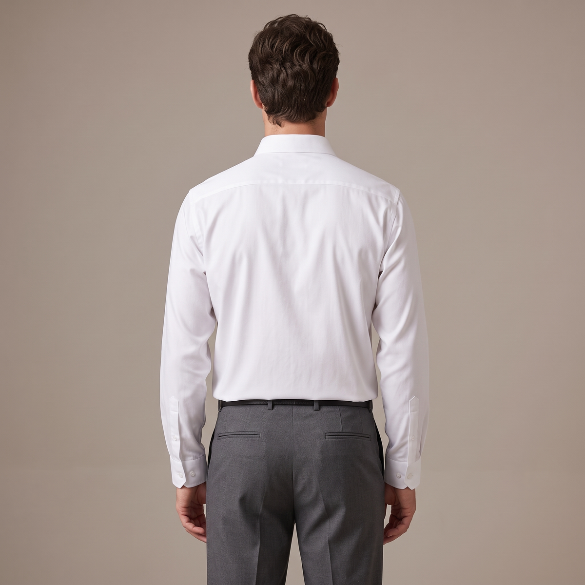 Back view of the business shirt in white