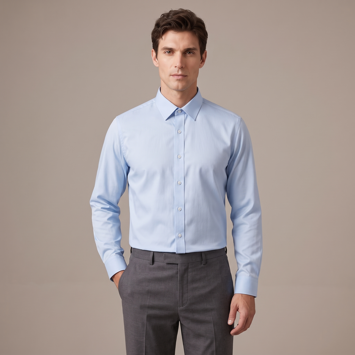 Men's non-iron business shirt in light blue