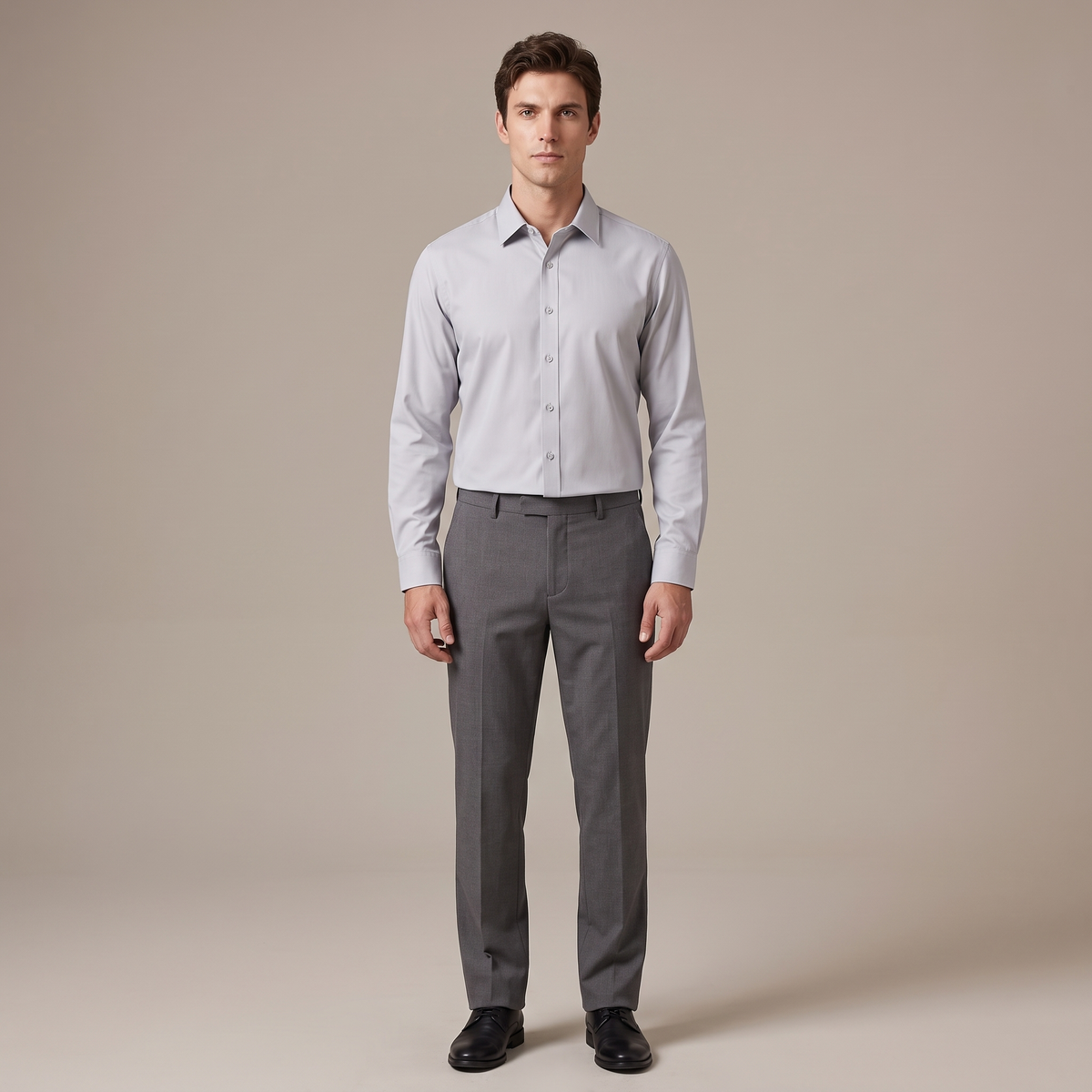 Men's non-iron business shirt in light grey