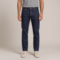 Men's 14oz selvedge jeans, tapered, front view