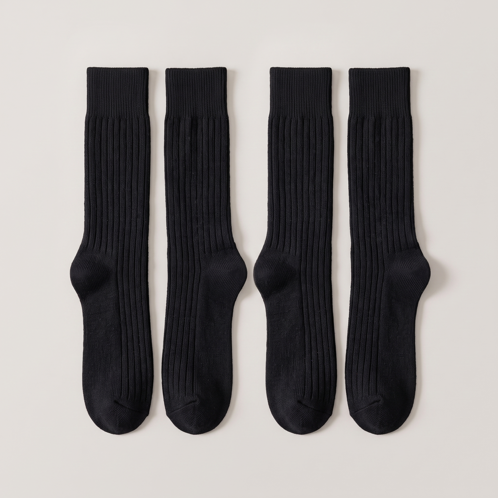 Men's merino wool socks, two pair pack in black