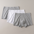 Men's seamless cotton boxer shorts, three pack in grey and white