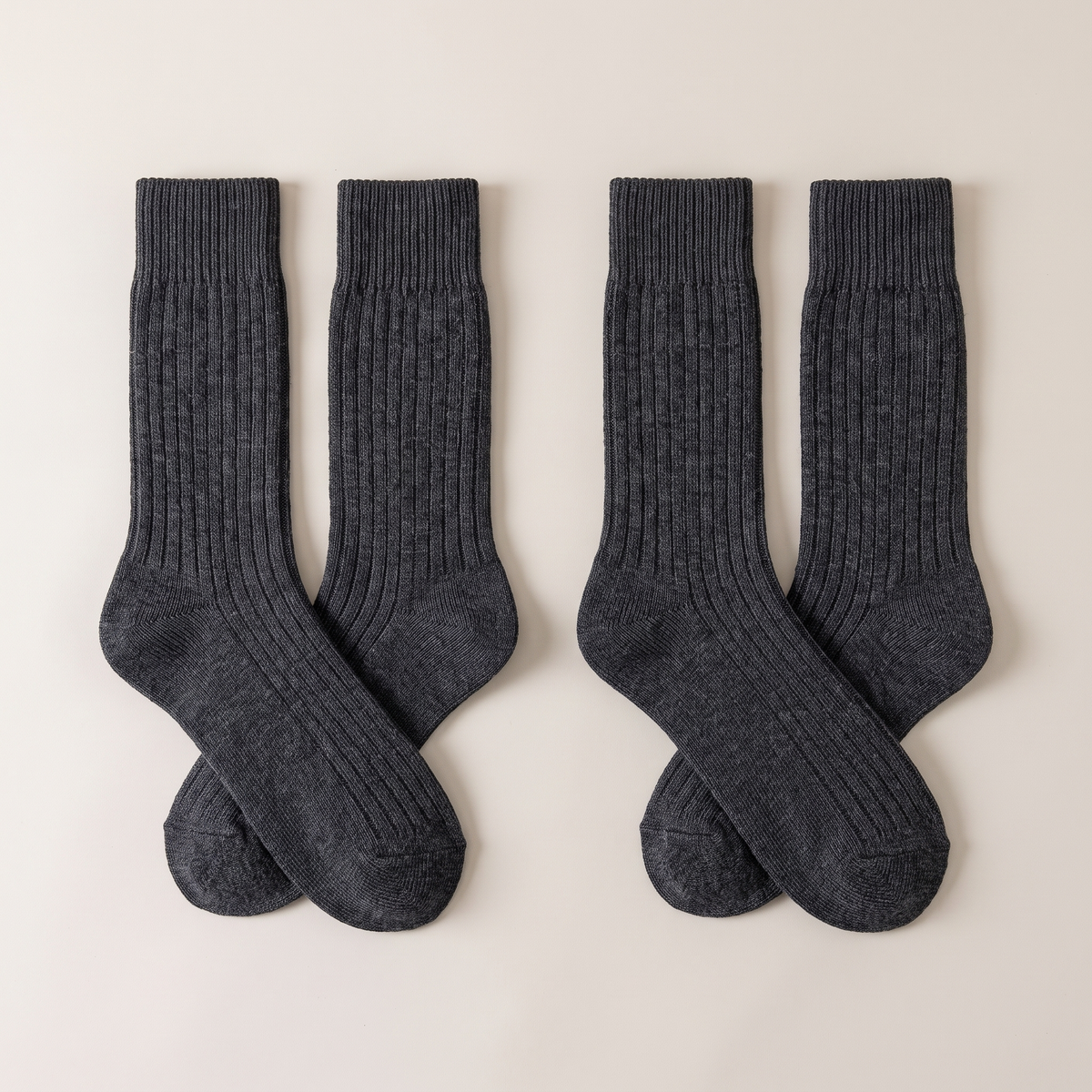 Men's merino wool socks, two pair pack in charcoal