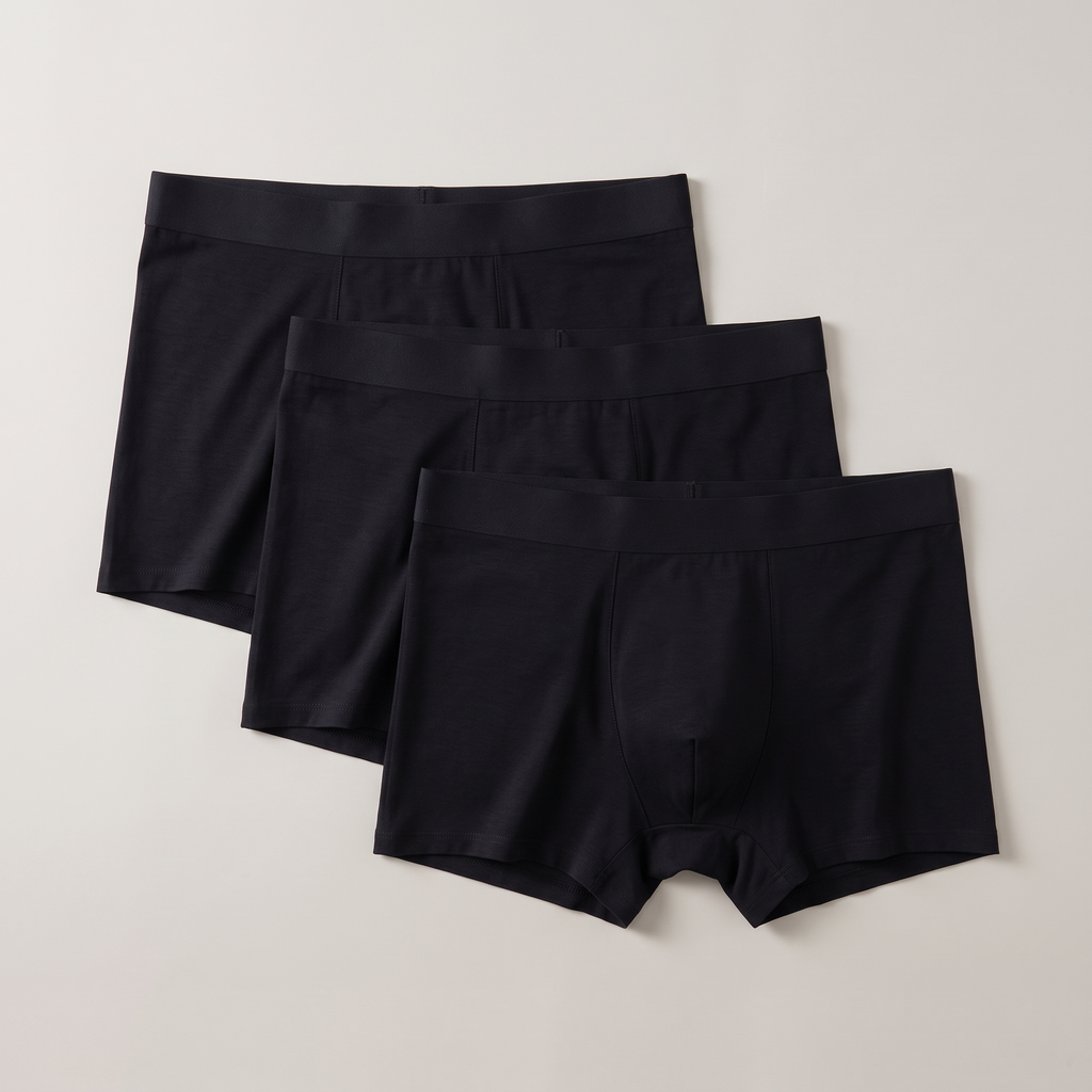 Men's seamless modal boxer briefs, three pack in black