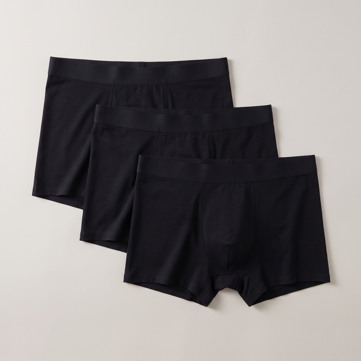 Men's seamless modal boxer briefs, three pack in black