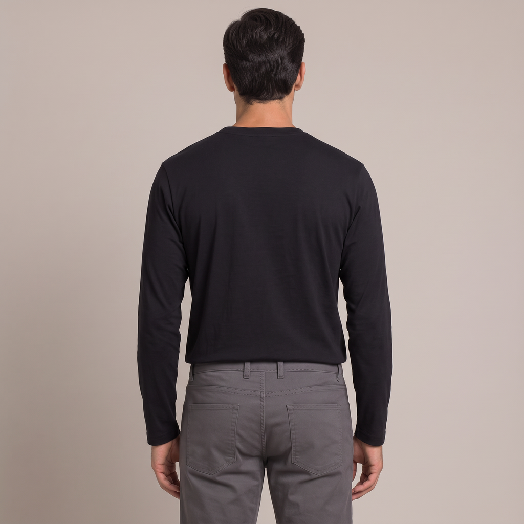 Back view of the long sleeve t-shirt in black