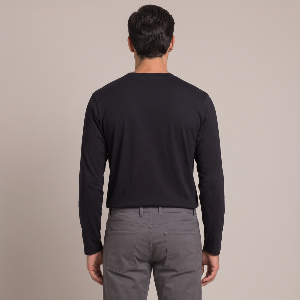 Back view of the long sleeve t-shirt in black