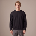 Men's black 380gsm oversized terry sweatshirt, front view