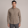Men's houndstooth shirt in brown, front view