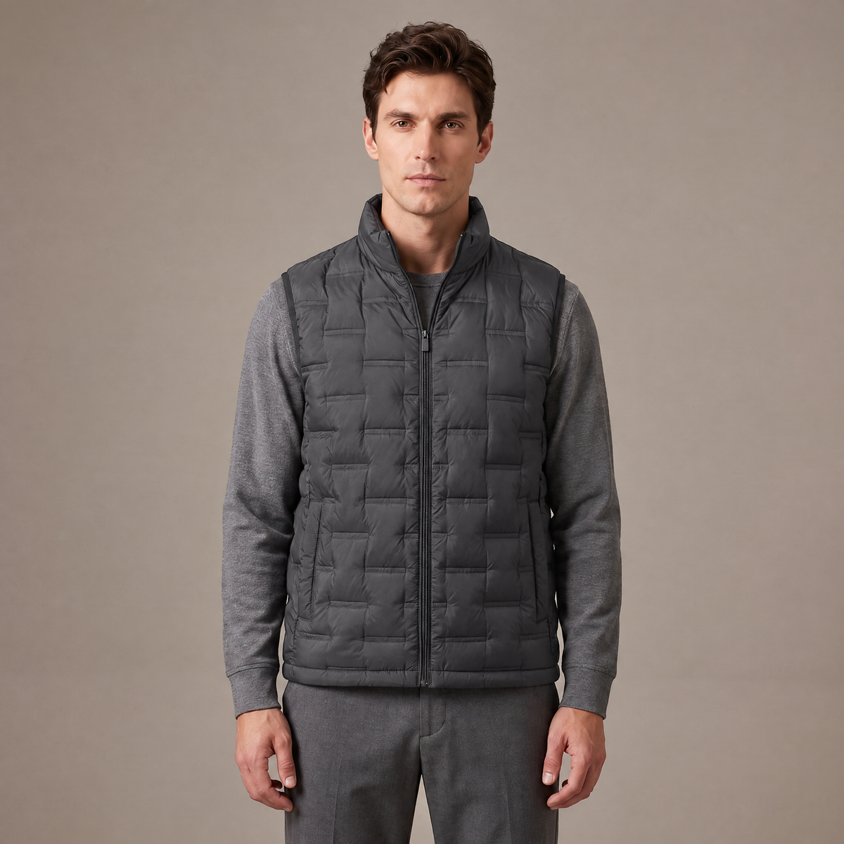 Men's reversible down gilet in charcoal