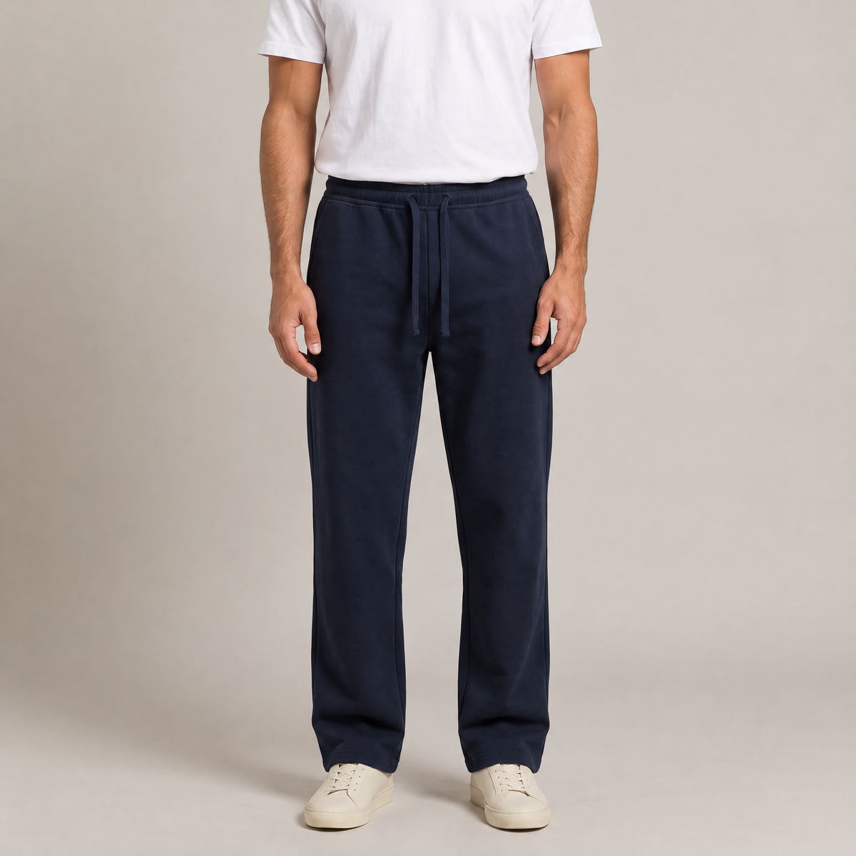 Men's straight leg cotton joggers in navy