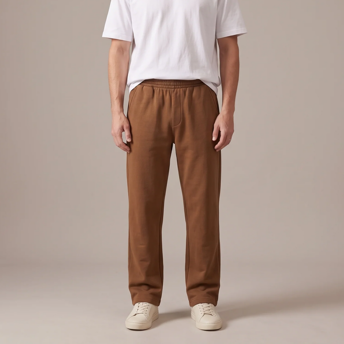 Men's heavyweight cotton joggers in brown