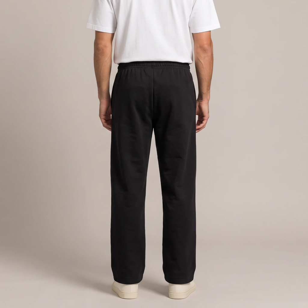 Back view of the straight leg joggers in black