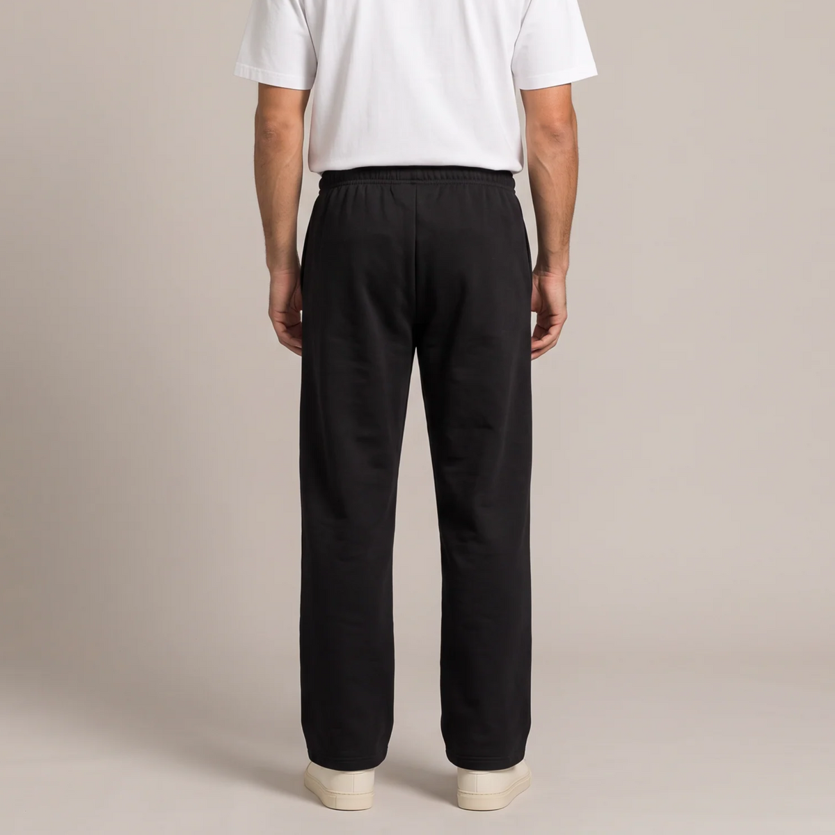 Back view of the straight leg joggers in black