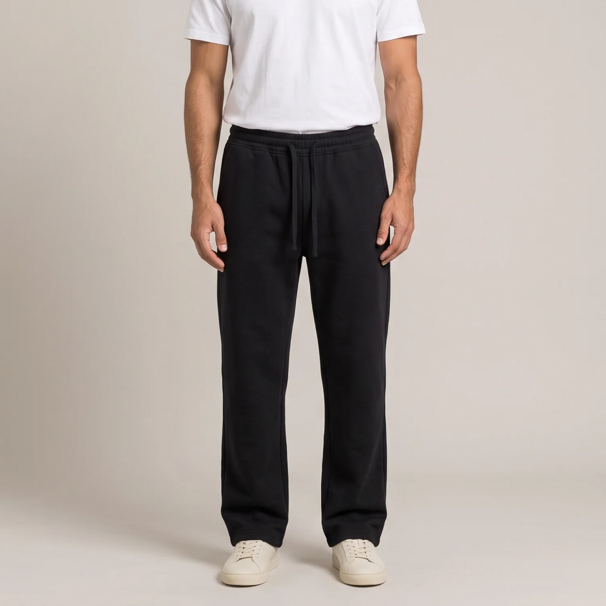 Men's straight leg cotton joggers in black