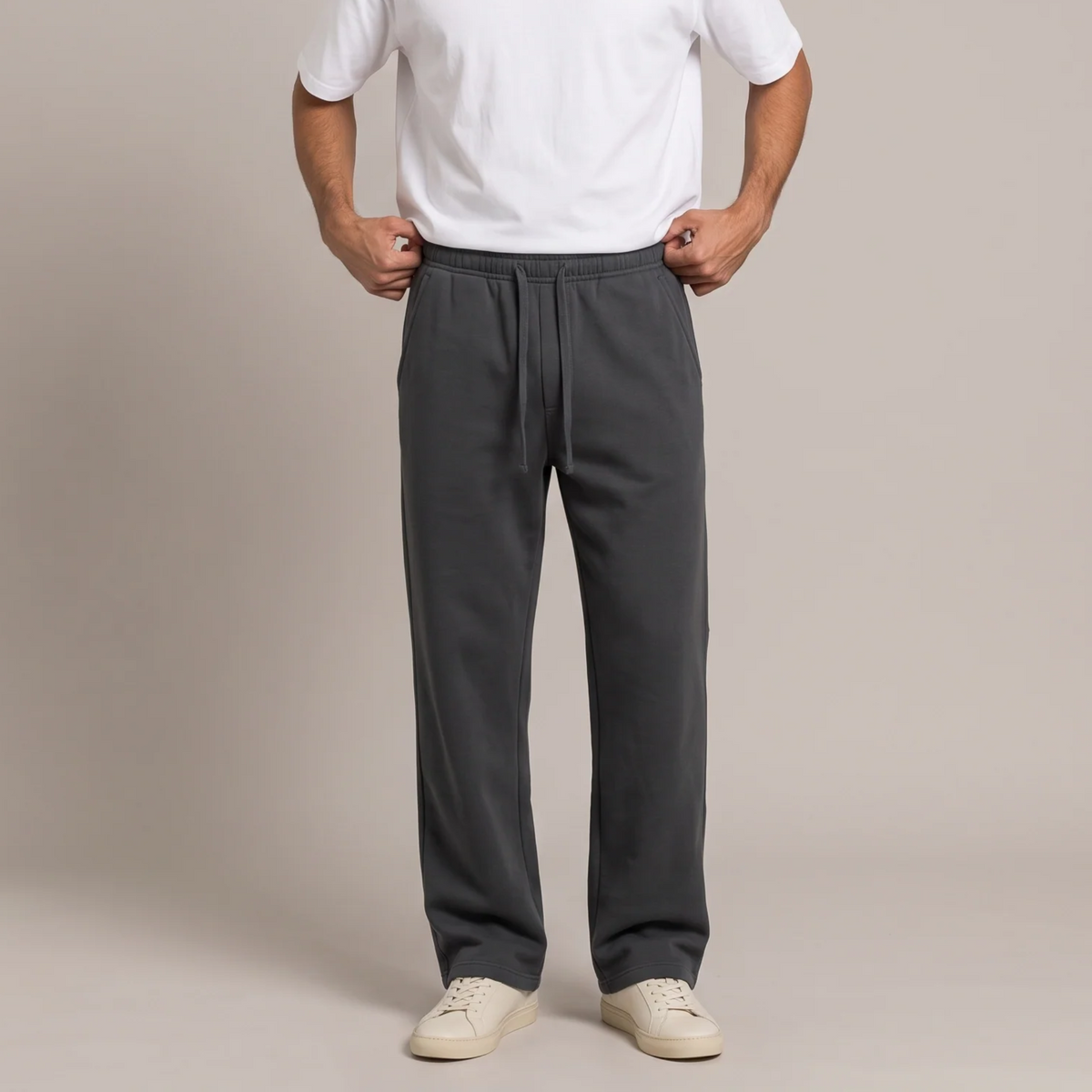 Men's straight leg cotton joggers in charcoal